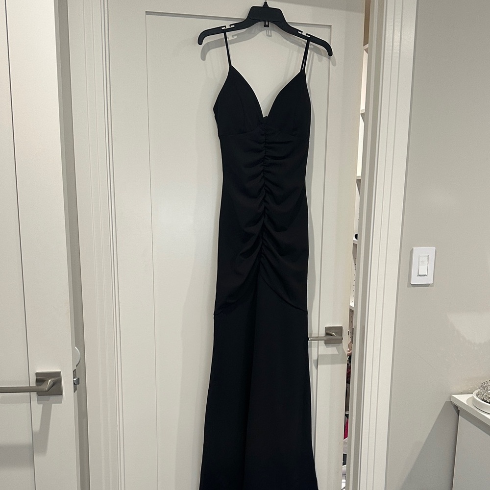 Windsor Black Ruched Maxi Dress